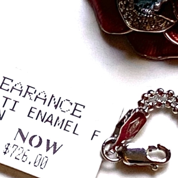 Sterling Silver Enamel Multi Stone Flower Pendant - Picture 6 of 8